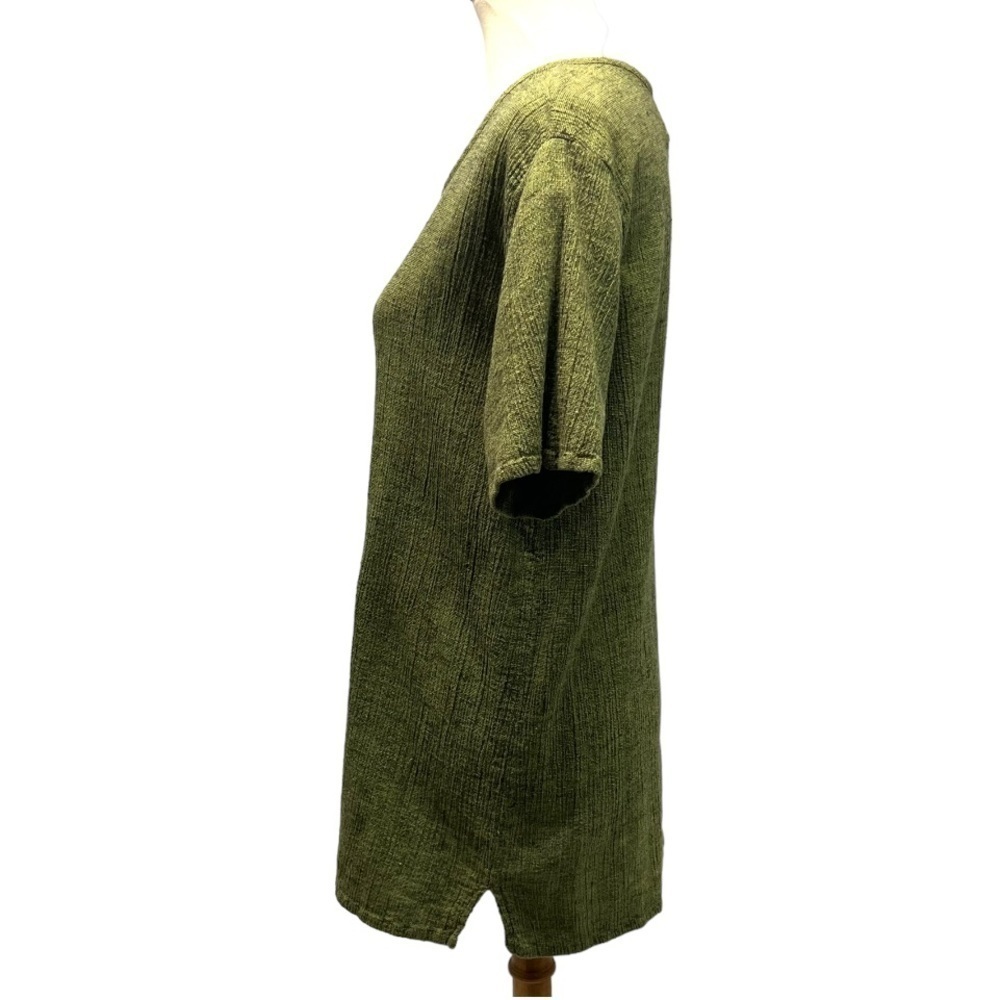 Flax Green Linen Blend Short Sleeve Tunic Top Women’s Small - Picture 6 of 9
